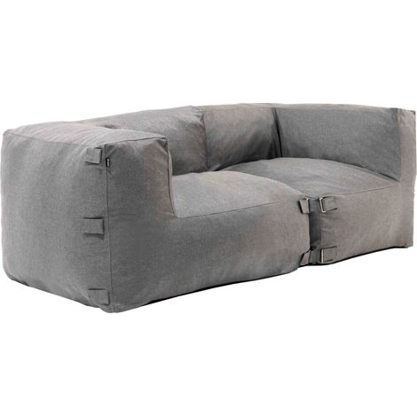 Oviala – Salon de jardin modulable 2 fauteuils d'angle gris – Tissu Olefin résistant aux intempéries – Fixations en acier inoxydable – Dimensions 170x85x65cm (1/5)