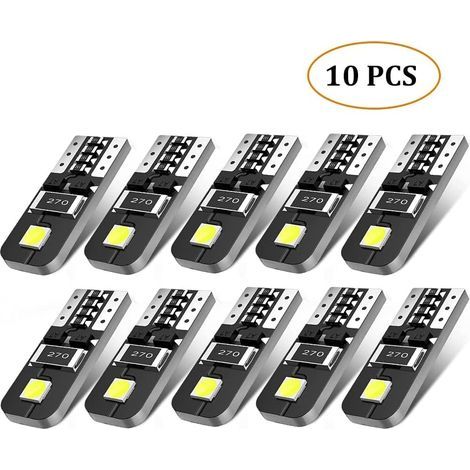 RGE 10X Ampoules T10 LED Voiture Lampe Xénon 12V Chipsets W5W 2825 6000K Ultra Claire pour Lumière Dôme Carte Côté Marqueur Courtois Feux de Plaque d'immatriculation-12V Blanc