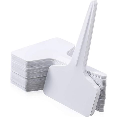 Étiquettes en plastique pour plantes, paquet de 100, étiquettes en T, blanches (1/5)