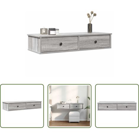 Schubladen - Wandregal mit Schubladen Grau Sonoma 100x37,5x19 cm (1/5)
