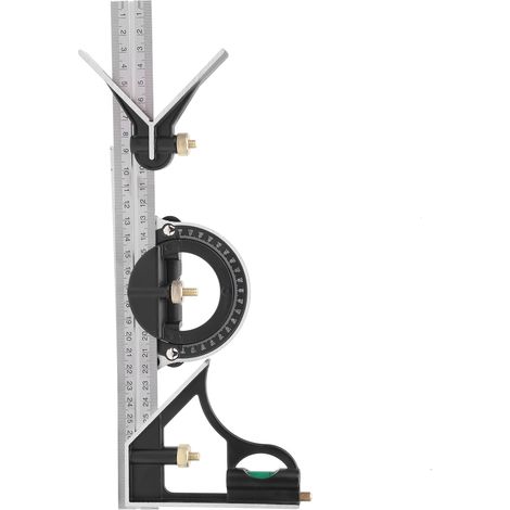 Équerre combinée multifonction 300mm en acier inoxydable, rapporteur d'angle précis pour mesure et traçage, outil de menuiserie professionnel (1/5)