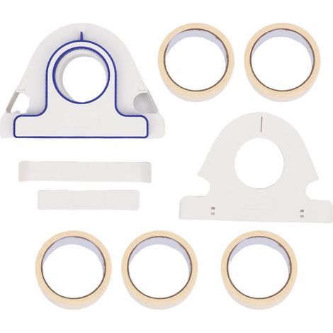 Painter's masking tape applicator kit, including a dispenser and 5 rolls of 25mm white tape for decoration. (1/5)