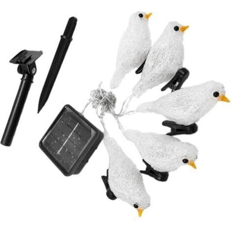 Guirlande lumineuse solaire étanche, en acrylique, avec 5 LED, en forme d'oiseau, idéale pour la décoration de jardin ou de terrasse, ou pour une fête. (1/5)
