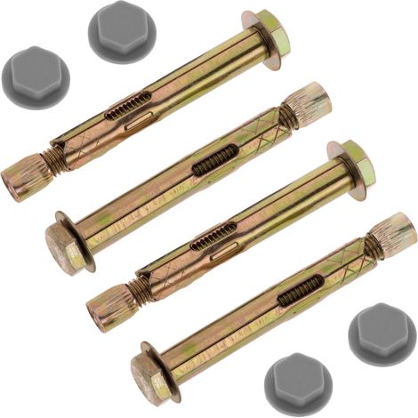 PrimeMatik - Lot de 4 chevilles à expansion métal à vis 12x85mm avec capuchon Gris (1/5)