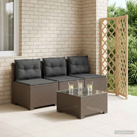 Teenpull – 3-Sitzer Garten Sofa mit Kissen Rattan-Look PP Hellgrau (1/5)