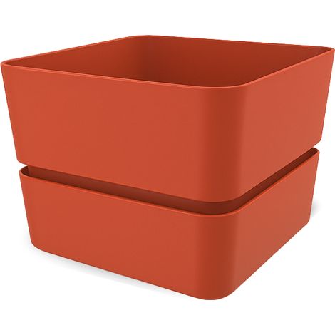 Vasi per fiori e piante 12x11 cm con sottovaso dal design elegante - Vaso quadrato resistente ai raggi UV - Colore: Coral (1/5)