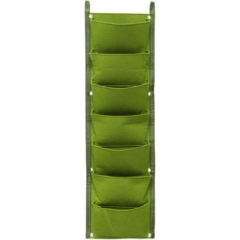 Borsa porta piante da parete con 7 scomparti – Fioriera sospesa per balcone, giardino, cortile, ufficio – Decorazione per la casa (verde) (1/4)