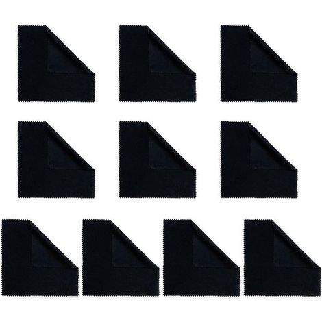 Lot de 10 chiffons de nettoyage pour lunettes en microfibre douce, anti-rayures, lavables, réutilisables et portables.-A-Black (1/5)
