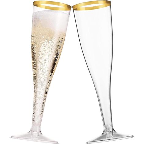 Flûtes à champagne dorées en ABS – 16 cm