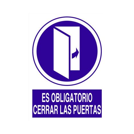 Señal obligación Es obligatorio cerrar las puertas                                                   Poliestireno       210X148 mm (1/2)