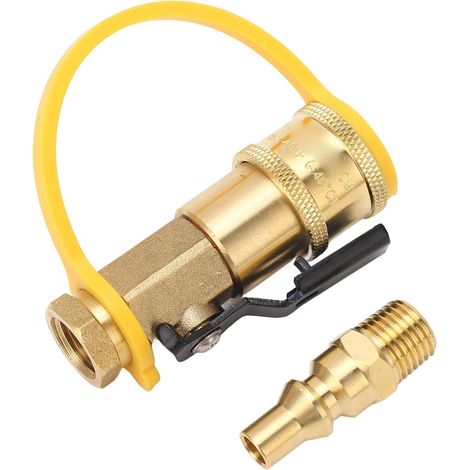 Vanne d'arrêt pour Camping-car, Raccord à Connexion Rapide au Gaz, Adaptateur à Dégagement Rapide de 1/4 Pouce avec Vanne d'arrêt pour Réchaud de Camping, Connecteurs de (1/5)