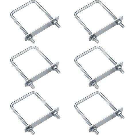 6 Stück U-Bügel, M6 U-Bügel, Edelstahl-U-Bügel mit Mutter, Platten und Unterlegscheiben, Klemmbolzen zur Rohrbefestigung, rechtwinklig 80 x 50 mm
