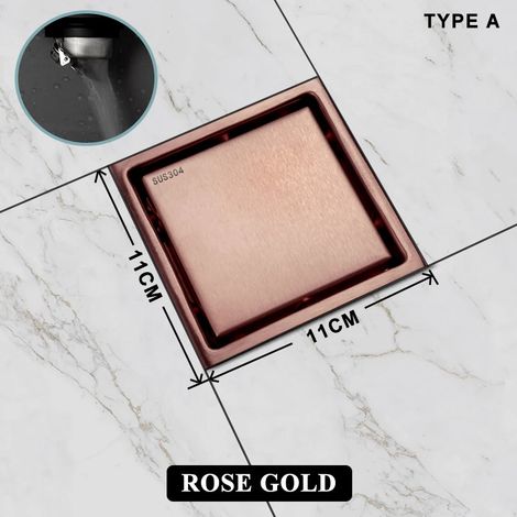 (11x11CM Type A)Floor Drain Brushed Rose Gold Anti-Odor Valve Cover Shower Trap Drains for Kitchen Bathroom Laundry Room Bathroom Accessories