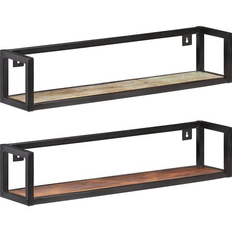 vidaXL Mensole a Muro 2 pz 80 cm in Legno Massello di Recupero (1/5)