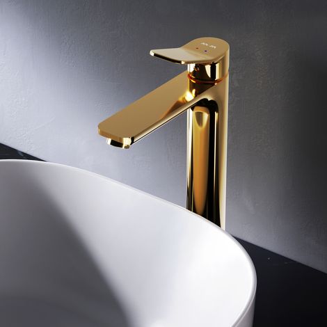 AM.PM Haut Mitigeur Vasque à Poser Mitiguer d'Or Haut Lavabo Robinet Salle Bain Robinet de Lavabo pour Salle de Bain Mélangeur Lavabo en Laiton (1/5)