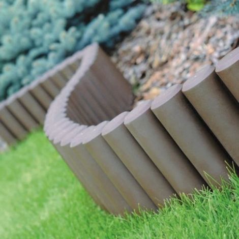 Palissade De Jardin - 270 Cm - Diamètre 51 Mm - Hauteur Visible 150 Mm - Polypropylène - Brun Foncé - Lot De 10 Éléments (1/4)