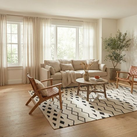 Kilim moderne Tapis Miami - Tapis en laine - 230x160cm, Rectangular - 100% Laine vierge - Tissé main - Blanc