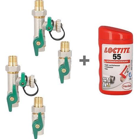 Kit avantage 2x kit de raccordement avec dispositif de rinçage pour circulateurs DN15, + 1x fil joint Loctite gratuit (1/3)