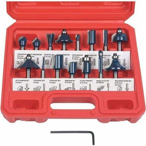 15 Fraises Levage Couteau Rainure Droit, Coffret Bois (1/4)