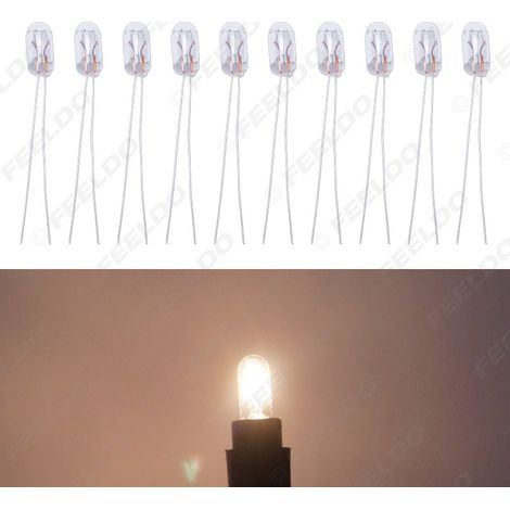 Ampoule halogène T5 12V 1,2W très populaire pour feux de stationnement et éclairage de tableau de bord de voiture, avec lumière blanche chaude.