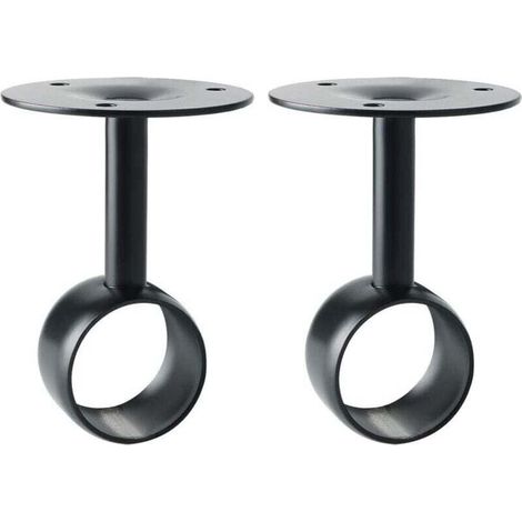 Support de Plafond pour Tringle à Rideau Support Barre Penderie Support de Fixation Réglable avec Vis pour Armoire et Rideau, Lot de 2, Finition Noire Matte en Acier Inoxydable