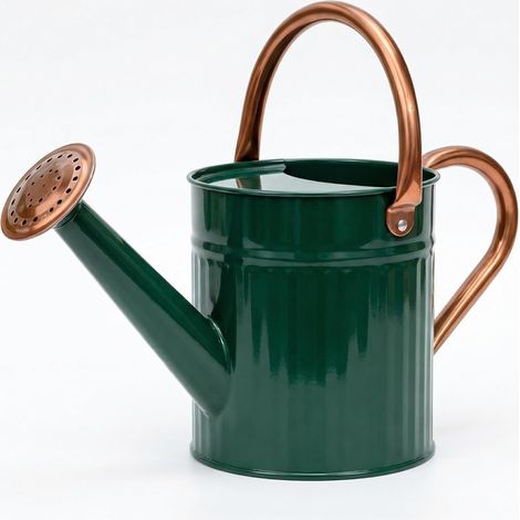 Arrosoir Métal - 1,89 L - Acier Inoxydable - Bec Réglable - Intérieur Extérieur - Vert Foncé (1/5)
