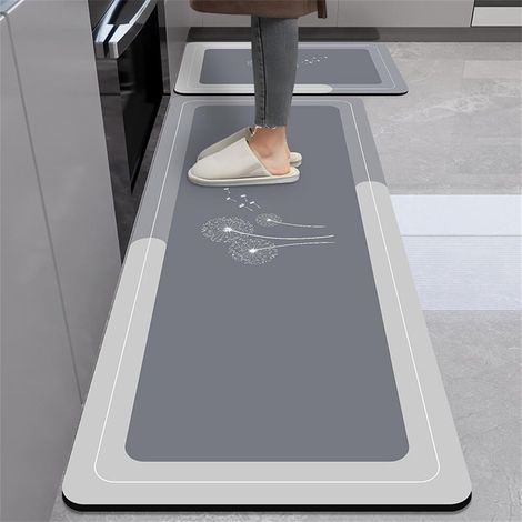 Tapis de cuisine antidérapant, lavable, moderne et élégant, long tapis pour cuisine, couloir, entrée, salon, salle de bain, 50 x 150 cm, motif pissenlit. (1/5)
