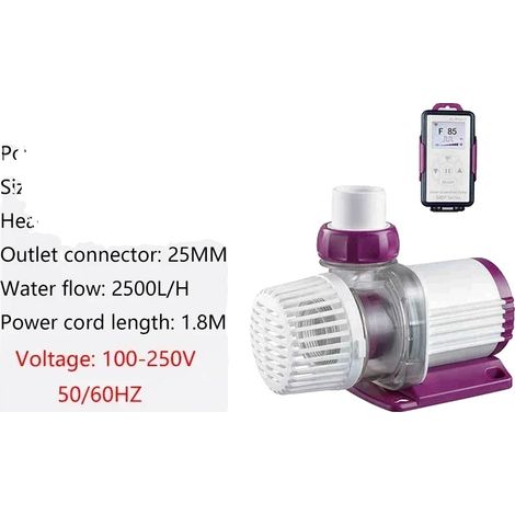 Bomba de circulación para acuario, control WiFi, construcción de goma resistente, MDP-2500 23W, enchufe adaptador europeo. (1/2)