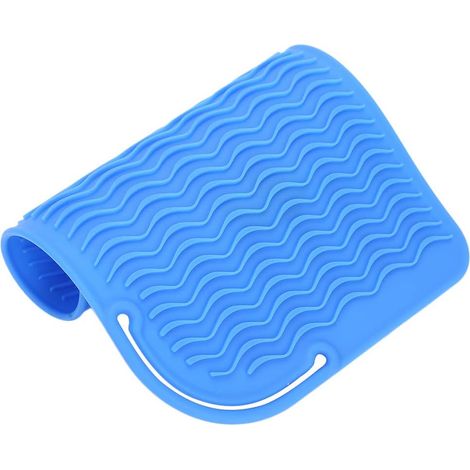 Coussin de Lisseur de Cheveux de Voyage, Housse Résistante à la Chaleur, Anneau de Boucle en Silicone, Usage Domestique pour les Salons de Coiffure (BLUE) (1/4)