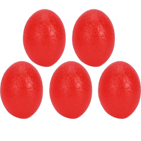 5 Œufs Ovales en Silicone Rouge (25°), Balles de Grip pour Renforcement des Mains, Poignets, Massage et Entraînement de la Force (1/5)