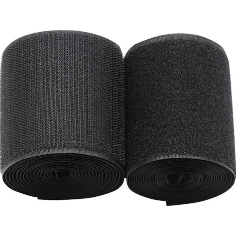 Bande Velcro extra large (10 cm 2 m), pour coudre des rayures sur du tissu, ruban en nylon noir auto-adhésif pour la gestion des câbles, la couture, le bricolage à la maison et au bureau. (1/5)