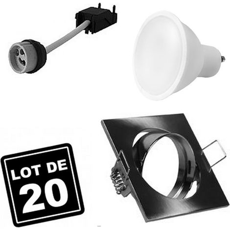 Lotto di 20. Illuminazione da incasso per interni 5W 4500K Luce neutra. GU10 LED Anello da incasso regolabile e inclinabile + lampadina LED + portalampada classe 2 (Clip-On) (1/2)