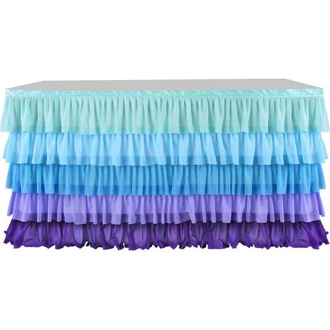 2.2m Rainbow Unicorn Tutu Table Skirt for Round and Rectangular Tables, Chiffon, for Birthday Party Decorations, Baby Shower, Ruffled Table Skirt (1/3)