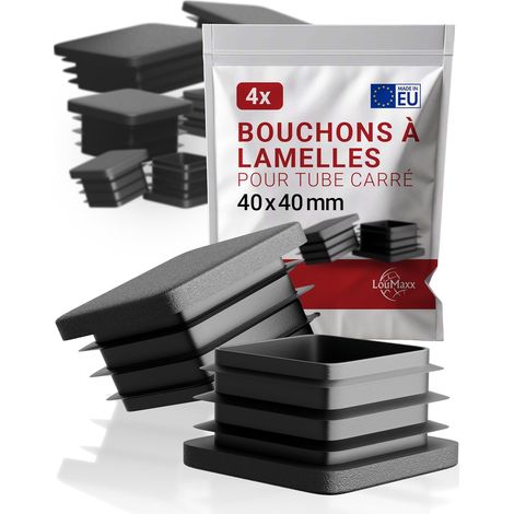 10 Bouchon Tube carré 40x40 mm, Plastique Noir, Pour Clôture Et Mobilier