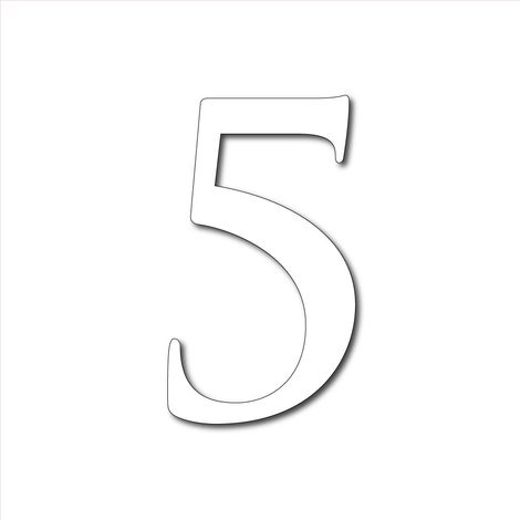 Numéro de Maison Plexigglas Noir ou Blanc.- Chiffre 5 - Hauteur 7 cm