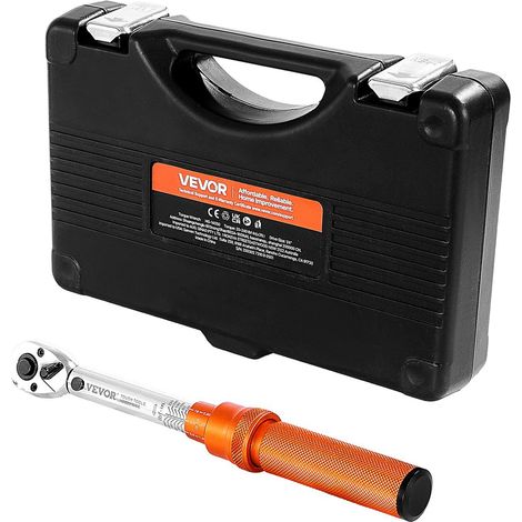 Clé dynamométrique Click, entraînement 1/4", 20-240 lbf-in / 2,3-27,1 Nm, double échelle directionnelle et de plage, 72 dents, haute précision ±3 %, avec embouts, douilles, adaptateurs et rallonge, or (1/5)