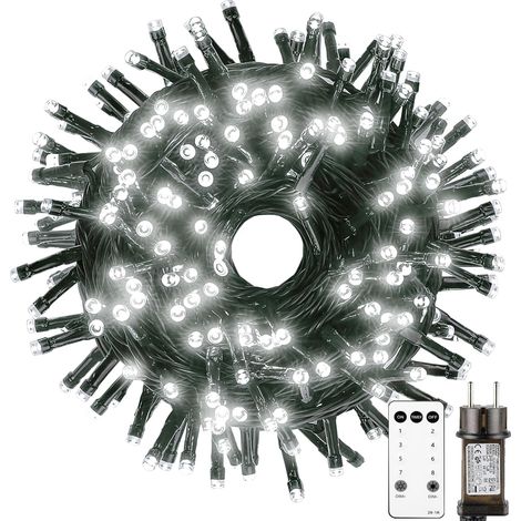 Guirlande Lumineuse Sapin de Noël, 20m 200 LED Blanche Guirlande Electrique Sapin avec Télécommande, Minuterie, 8 Modes, Etanche, Decoration Noel Exterieur et Interieur