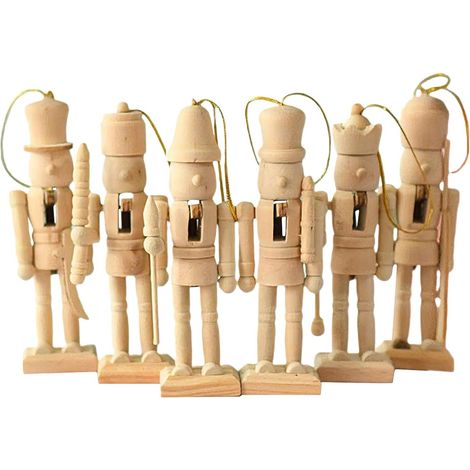 Décorations De Noël Casse-Noisette 6 Pièces Figurines de Noël Non Peintes Figurines Décoratives Vierges de Casse-Noisette Pour Maison Bureau École Fête Vacances Table Étagère Armoire Appui De (1/5)