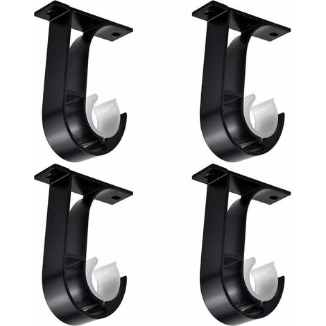 Memkey – Support de tringle à rideau en aluminium – Lot de 4 – Noir – Installation facile avec vis incluses – Pour plafond ou mur (1/5)