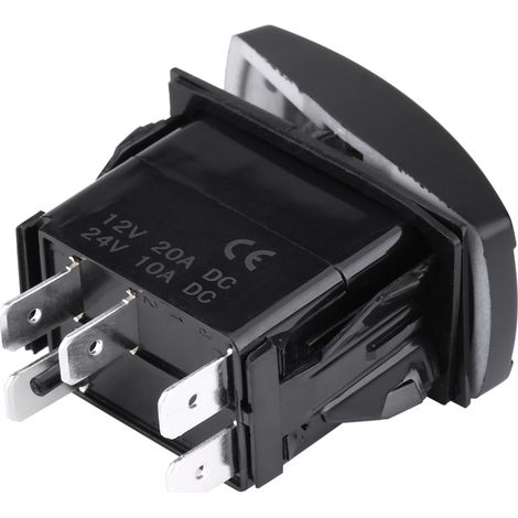 Interrupteur à bascule étanche 5 broches marche/arrêt à double LED DC12V/24V, universel pour véhicules et navires (lumière rouge) (1/5)