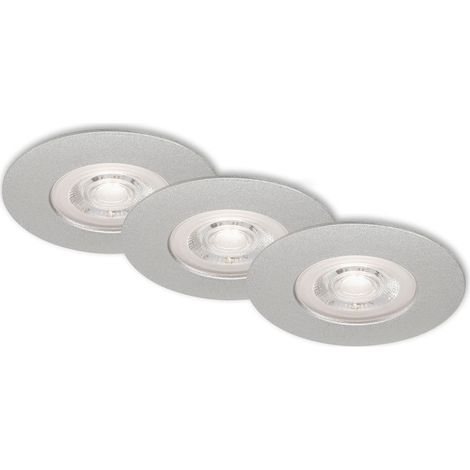 LED Einbauleuchten Dimmbar 3er Set IP44 5 W silber Kunststoff Briloner