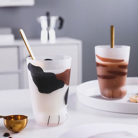 1 niedlicher Glasbecher mit Tigerpfotenmotiv, ideal für Bürokaffee oder Frühstücksmilch – das perfekte Geschenk (1/5)