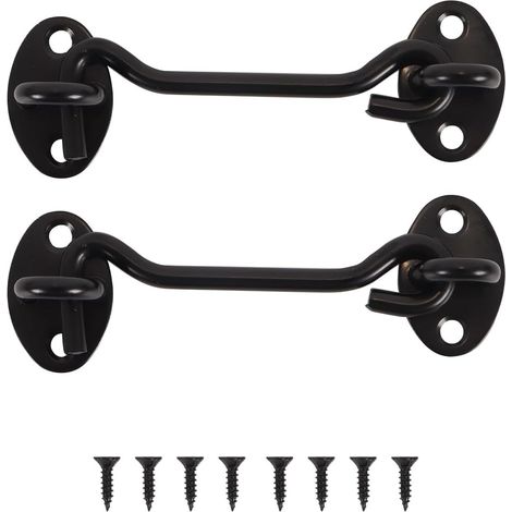 Lot de 2 loquets à Crochet et œillet avec vis, Crochet de Verrouillage de Porte en Acier Inoxydable, pour Patio, Chambre, portails de Jardin (10 cm) (1/5)