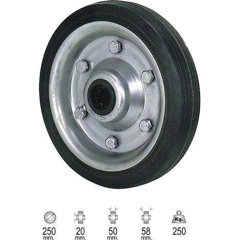 WOLFPACK LINEA PROFESIONAL Rueda Industrial Goam Negra sin Eje 250 mm