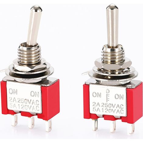 SHINING HOUSE Lot de 5 mini interrupteurs momentanés à bascule (ON)-Off-(ON) , 3 broches, 6 A 250 V