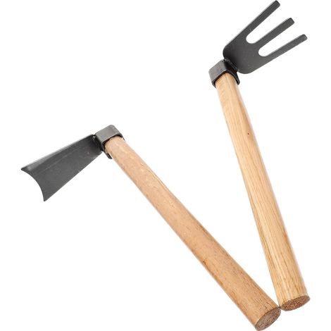 Houe De Jardin Acier Inoxydable pour Ameublir La Terre Râteau à Main avec Manche Bois Outil De Jardinage Réutilisable pour Planter des Légumes Plantes (1/5)