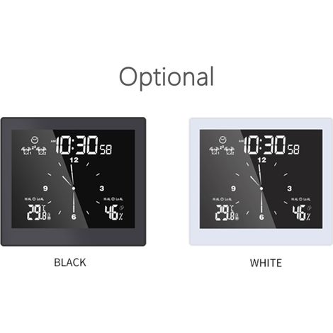 Thermomètre mural intérieur étanche avec affichage numérique de la température et de l'humidité, écran LCD, alarme de limite supérieure/inférieure et fonction compte à rebours pour salle de bain. (1/5)