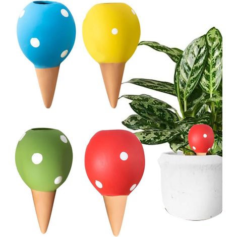 Piques d'arrosage en terre cuite - En forme de boule - Goutteur automatique à libération lente - Pour légumes, en pot, terrasse, bureau, salon (1/5)