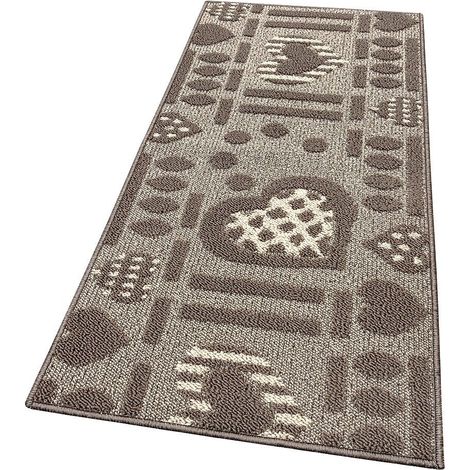 Tappeto Cucina Antiscivolo Cuori 3D Lavabile Moderno Assorbente 100% Made in Italy Beige - 50x75 cm (1/4)