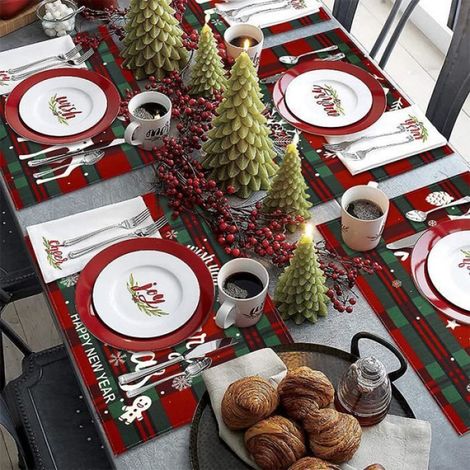 Sets de table, 6 pièces Sets de table décoratifs de Noël Chemins de table isolés (Style 1) (1/4)